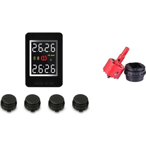 TPMS Car Tire Pressure Alarm Monitor System Solar Auto Security Alarm Systems External Sensor Tyre Pressure Temperature Warning