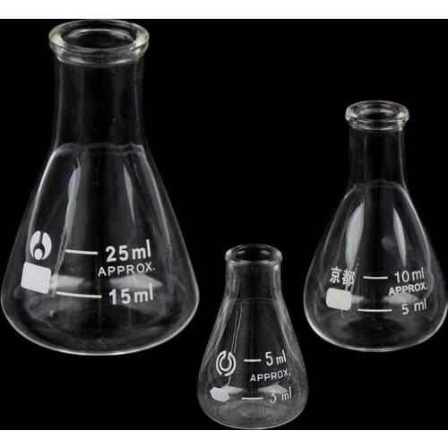1Pcs 10/25ml Glass Conical Erlenmeyer Flask Lab Supplies Borosilicate Flask