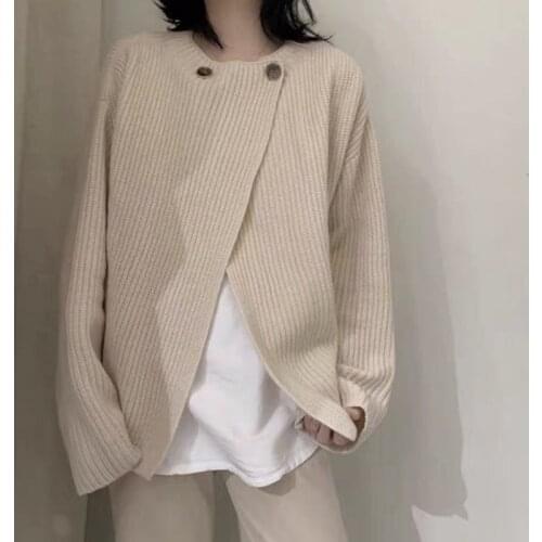 Women Sweater Autumn Winter New Korean Ladylike Simple Design Sweater Women Knitting Loose Coat Girls Sweater All-match