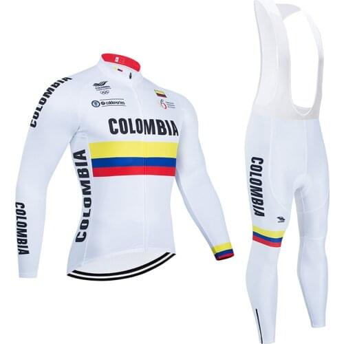 Crossrider 2021 Colombia Cycling Jersey Bib Set MTB Uniform Bike Clothing Autumn Bicycle Clothes Mens Long Sleeve Cycling Wear