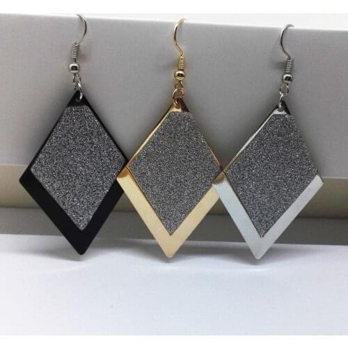 Womens Beauty Elegant Jewelry Rhombus Dangle Frosted Ear Hook Earrings Evening Party Lady gift