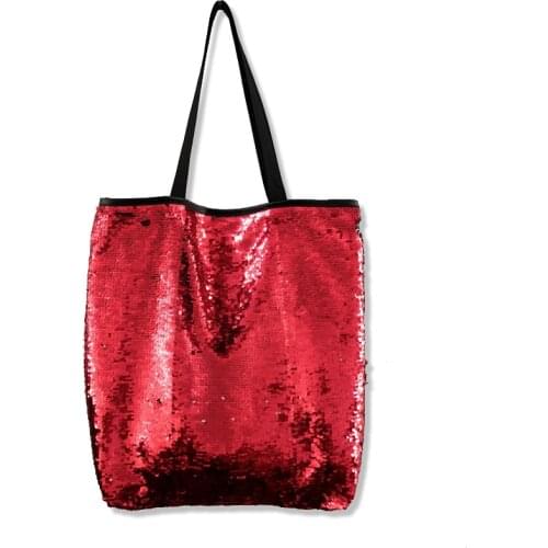 Blue Red Sequins Women Shopping Bag Retro Handmade Mermaid Sequin Handbag For Girls Glitter Large Tote Bag Shopper Hands Bags