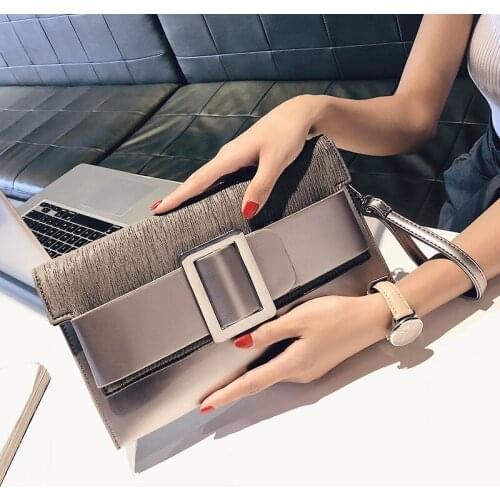 Womens Bag 2021 New PU Leather Solid Color Shoulder Messenger Bag Personality Fashion Clutch Chain Womens Bag