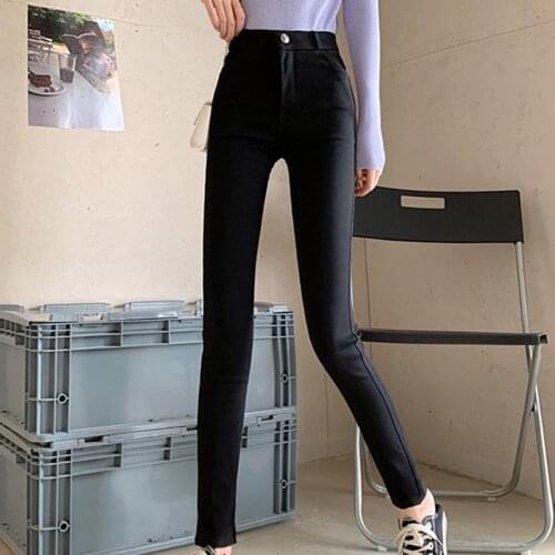 Womens super stretchy Pants High Waist Stretch Skinny Black Pants 2021 Elastic Slim Pencil Trousers Bottoms Pockets for women