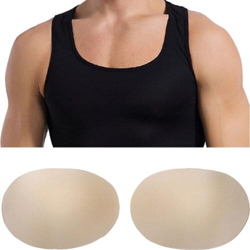 1 Pair Mens Khaki Padded Underwear Invisible Self-Adhesive Invisible Soft Chest Muscle Push-up Pads Chest Muscle Enhancers