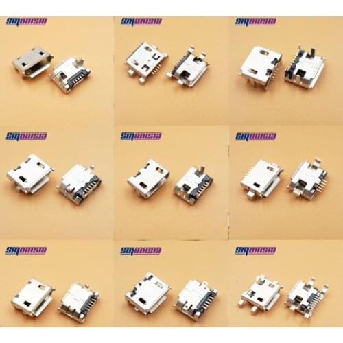 10Models 100pcs Micro USB Connector Socket Tail Power Charging Plug for lenovo zte huawei,samsung and other mobile,tablet GPS