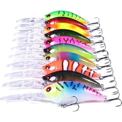 10pcs Fishing Lures Depth Crankbait 12.5cm 20.5g Plastic Fishing Tackle Bass Bait Pike Perch Fishing Wobblers