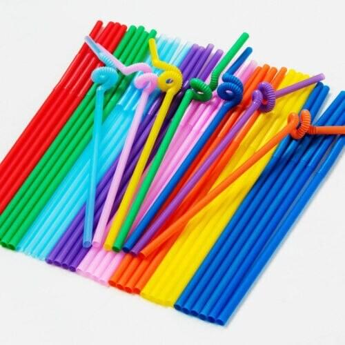 100 Flexible Drinking Jumbo Straw Bendy Party Straws Colour Adults Kids Straws Plastic Kitchenware
