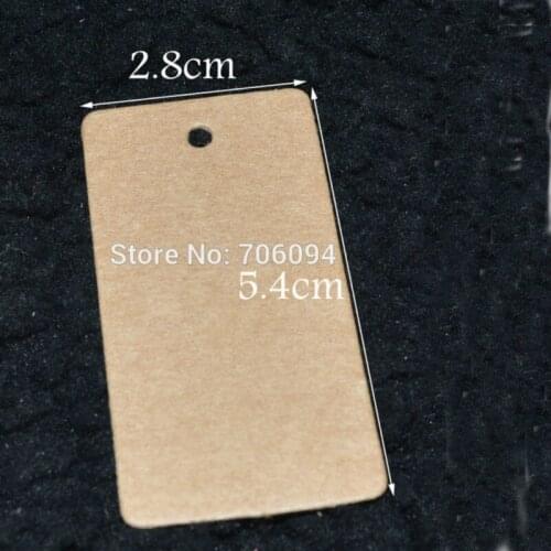 1000PCS,2.8*5.4cm Brown rectangle Kraft Blank Hang Tag Gift tag,Garment gift packing hang tag custom logo tag need extra cost