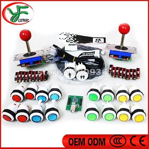 2 Players Arcade USB to Jamma MAME for joystick 28mm push buttons arcade USB controller with cable for raspberry pi PC PS3