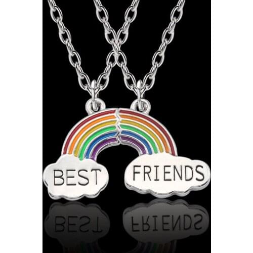 36PC Friendship Jewelry Enamel Puzzle Rainbow Cloud Pendant Necklace Best Friends Charm Necklace BFF Gifts Women Girls Collares