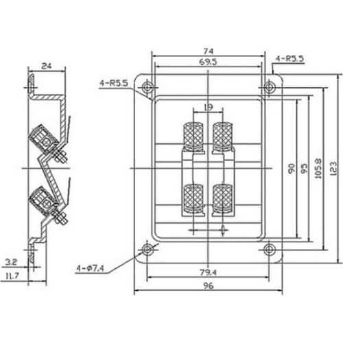 4-Way Square Connection Terminal Stereo Car Speaker Terminal Binding