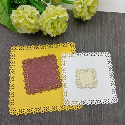 4pcs/set Square Lace Flower Border Metal Cutting Dies Stencil Greeting Card Decoration DIY Scrapbooking Paper Photo Album