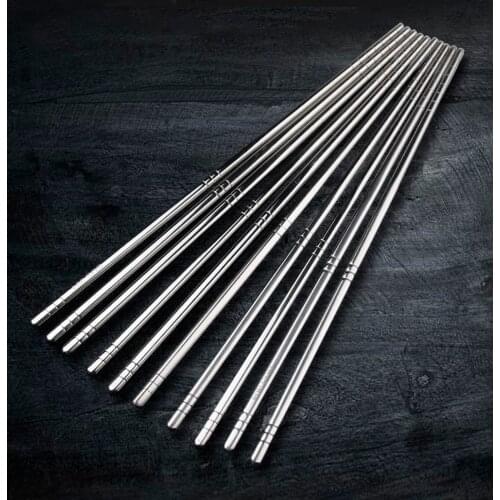 VandHome 5 Pairs/Set Chinese Metal Chopsticks Non-Slip Stainless Steel Chop Sticks Reusable Food Kitchen Sushi