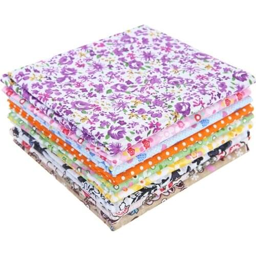 7pcs 25x25cm Assorted Pattern Floral Printed Patchwork Cotton Fabric Cloth DIY Crafts Bundle Sewing Quilting