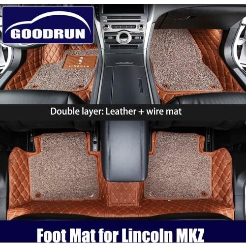 Car floor mats For Lincoln MKZ universal leather easy clean wire mat single and double layer Fully enclosed style interies