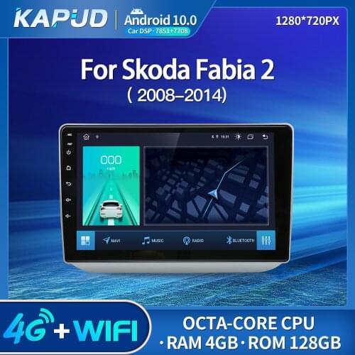 Kapud Android 10.0 Car Multimedia Player For Skoda Fabia 2008-2014 Radio 9" Stereo BT GPS Wifi Octa-Core Navigation