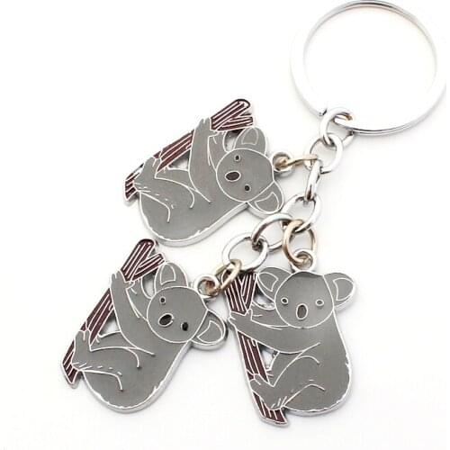 FREE SHIPPING BY DHL 100pcs/lot Metal Zinc Alloy Koala Keychains Animal Koala Bear Keyrings for Gifts