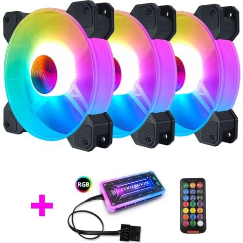 COOLMOON RGB Fan Lighting Music Controller Chassis Desktop Computer Case Fan Controller RF Remote Control