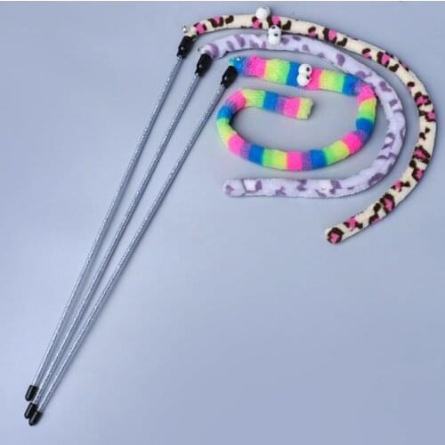 Pet Cat Toy Feather Cat Teaser Wand Cat Interactive Toy Funny Caterpillar Colorful Rod Teaser Wand Pet Cat Supplie Cat Accessory