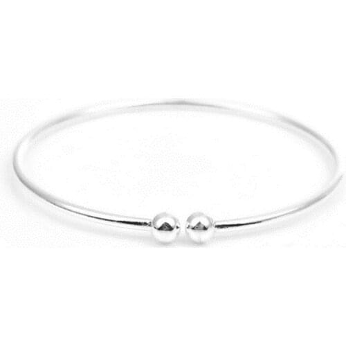 DoreenBeads Iron Based Alloy Open Cuff Bangles Bracelets Circle Ring Silver Color Fashion Jewelry 18.5cm(7 2/8") long, 2 PCs