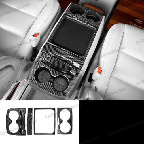 Lsrtw2017 carbon fiber abs car armrest decoration cup frame trims for toyota sienna 2019 2018 2017 2016 2015 2014 2013 2012 2011