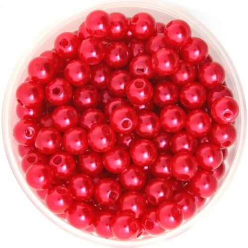 Red Color Round Approx 260pcs/lot 8mm Dia. Imitation Plastic Pearl Beads Wholesale for You to DIY CN-BSG01-03RD