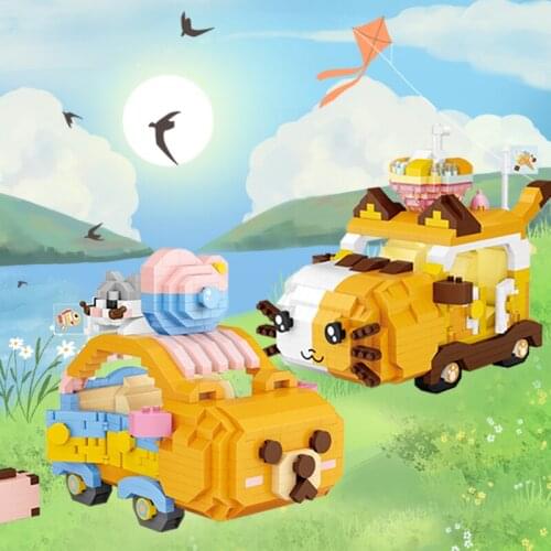 LOZ Mini Blocks Animals Kitten Bear Car Model Bricks Building Blocks Cat Car Block Cartoon Car Bricks Christmas Gift 9260 9261