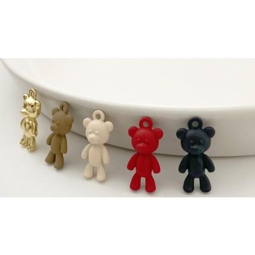 Cute cartoon alloy spray paint three-dimensional bear pendant DIY earrings necklace mobile phone key chain pendant material