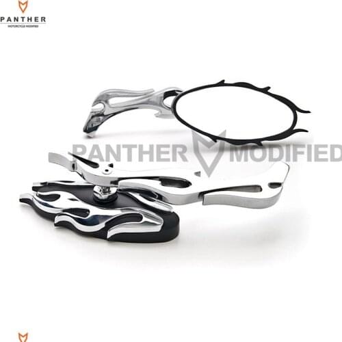 Chrome Flame Motorcycle Mirror Moto Rear View side Mirrors case for Harley Sportster XL Dyna Softail Electra Glide Chopper
