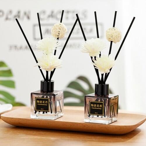 50ML No fire aroma oil essential oil set Reed Oil Diffusers with Natural Sticks Glass Bottle Scented Oil Desktop Decor ornaments