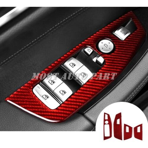 Carbon Fiber Inner Door Window Switch Trim Cover For BMW X3 X4 G01 G02 2018-2020 Red/Black Car accesories interior Car Trim