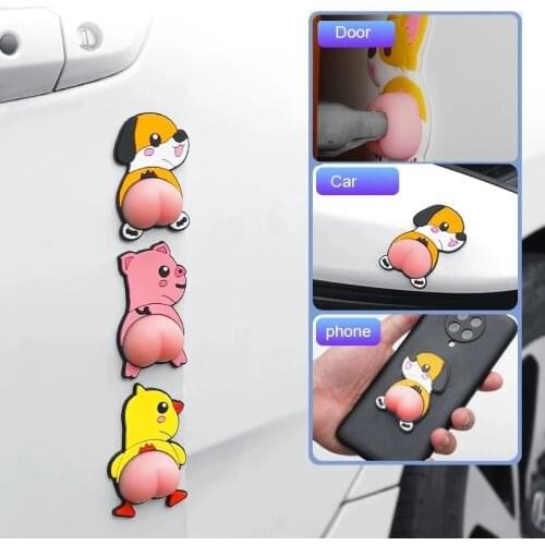 Wall Stickers Cartoon kawaii Animals Car Door Sticker Collision Avoidance Anti Stress Squishy Butt For Home Decor Fidget Toy