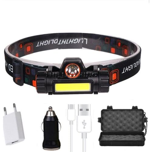 4000LM COB+Q5 headlamp portable mini headlight 2 modes use 18650 battery waterproof super bright lights camping running