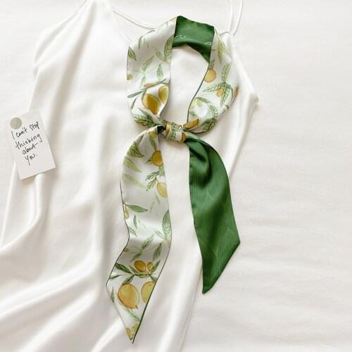 New Refreshing Literary flower small silk scarf female hair band slender long strip streamer tied bag belt decorative scarf gift