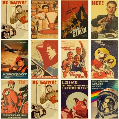 Badhams Poster High Quality Printed Matter Retro Stalin Soviet Wall Art Canvas Frameless Painting Room Decoration Sticker