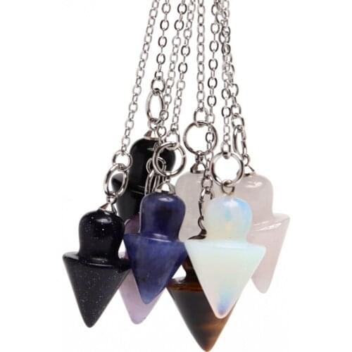 Natural Crystal Gyro Shape Creative Pendulum Pendants Conical Stone Pendant Accessories Hypnotist Reiki Healing meditation Props