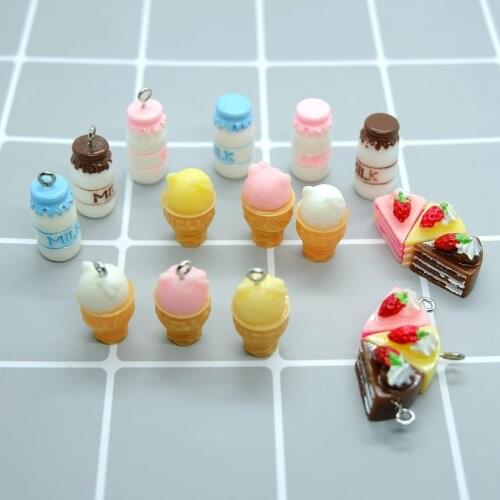 Milk Ice Cream Cake charms pendants for jewelry making bracelets necklace earrings making resin flat back cabochon