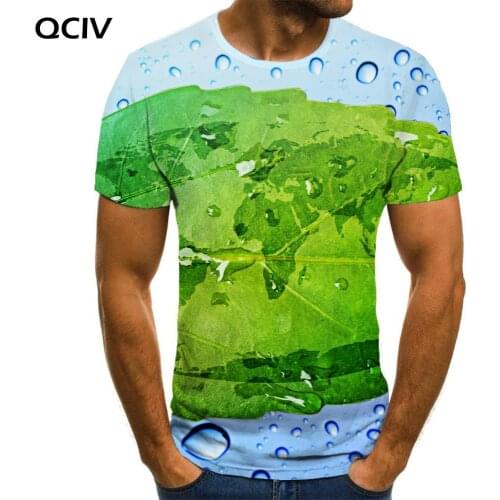 QCIV Brand Map T-shirt Men Leaf T-shirts 3d Graphics Shirt Print Art Tshirts Casual Short Sleeve Hip hop Cool Style Big Size