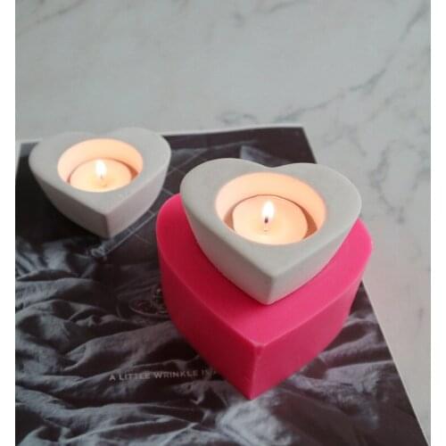 Diy Aromatherapy Gypsum Candlestick Mold Cement Concrete Love Mould Heart-shaped Candle Cup Candlestick Decoration Mold