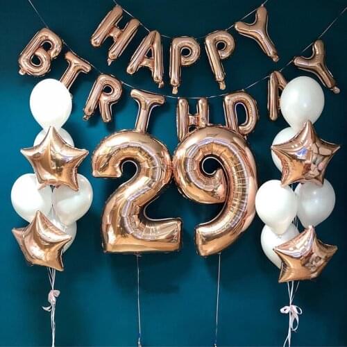 Rose Gold Helium Balloon Number Balloons 18 21 30 40 50 60 70 80th digit Air Balls adult birthday party decor Globos supplies