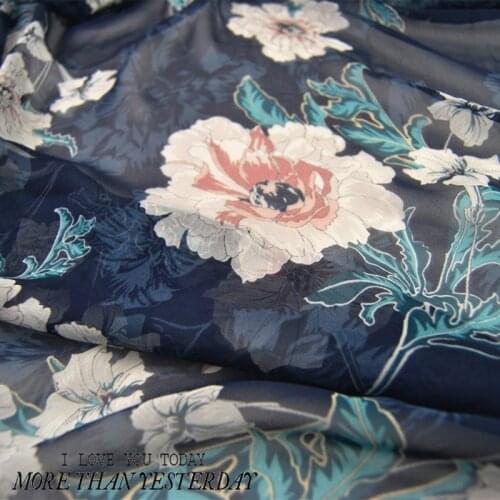 LEO&LIN Classic Large Navy Blue White Silk Georgette Chiffon Skirt Shirt Fabric Fabric DIY Patchwork Tissue