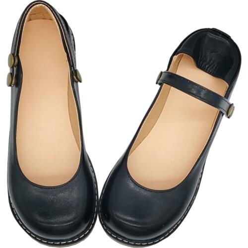 Flat Shoes Women Mary Jane Ladies Shoes Flats Casual Buckle Student School Shoes Ballerina Flats Footwear Black Big Size 9 10 43
