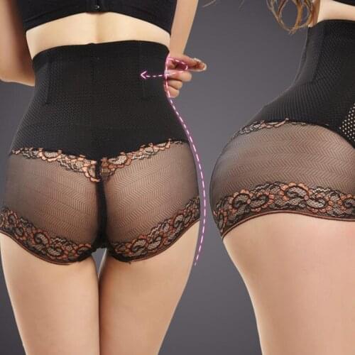 Ultra-thin style without trace to raise buttocks high waist model body pants corset pants after the birth of lace midriff pants