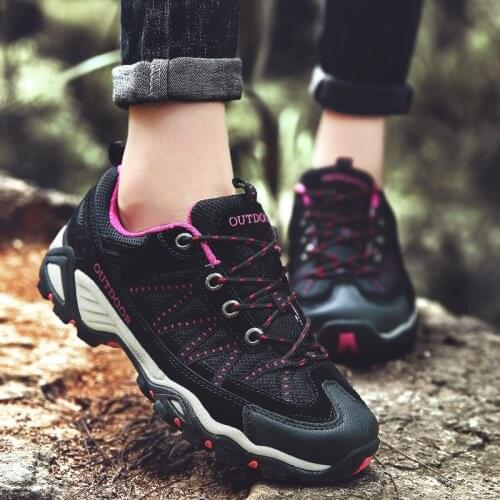 Unisex Hiking Shoes Non-slip Breathable Climbing Shoes Women Lace-up Light Casual Shoes Men Trekking Sneakers Tactical Shoes