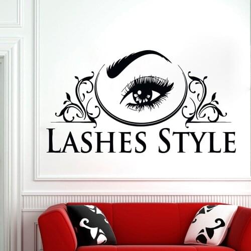 Eye Eyelash Wall Decal Vinyl Beauty Salon Window Decor Woman Face Lashes Style Wall Stickers for Beauty Salon Decor Poster Z826