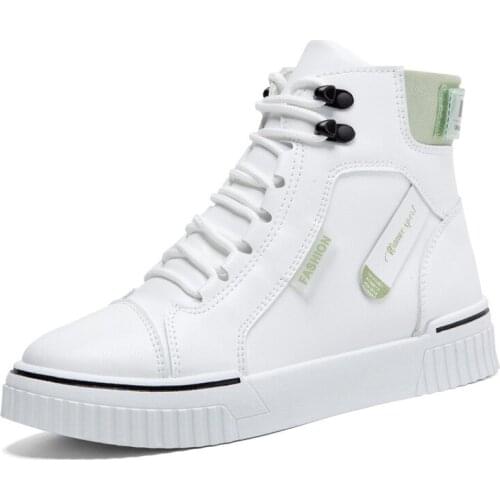 Women Platform Sneakers White High Top Vulcanize Shoes Leather Chunky Casual Shoe Fashion Autumn Leisure Flats Womens Sneaker