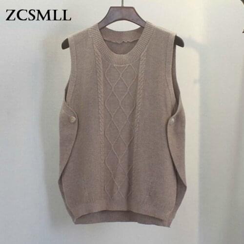 ZCSMLL Autumn new Korean fashion knitted vest for womens loose versatile solid color sleeveless vests shoulder fashion 2021