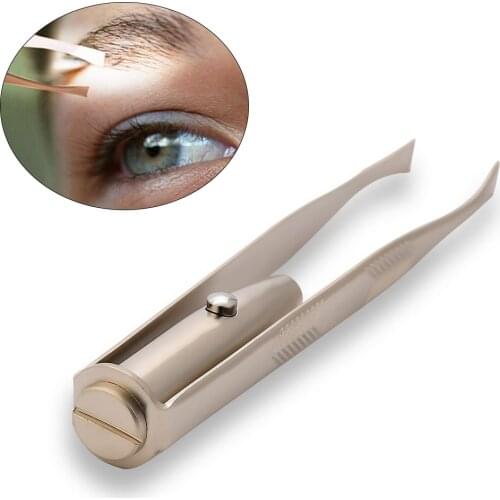 1 Pcs Led Eyebrow Tweezers Stainless Steel Face Eyebrow Design Eyelashes Remover Tools Light Eyelash Tweezers Beauty Makeup TLSM