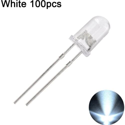 100pcs 5mm LED Diode 5 mm Assorted Kit White Green Red Blue Yellow DIY Light Emitting Diode